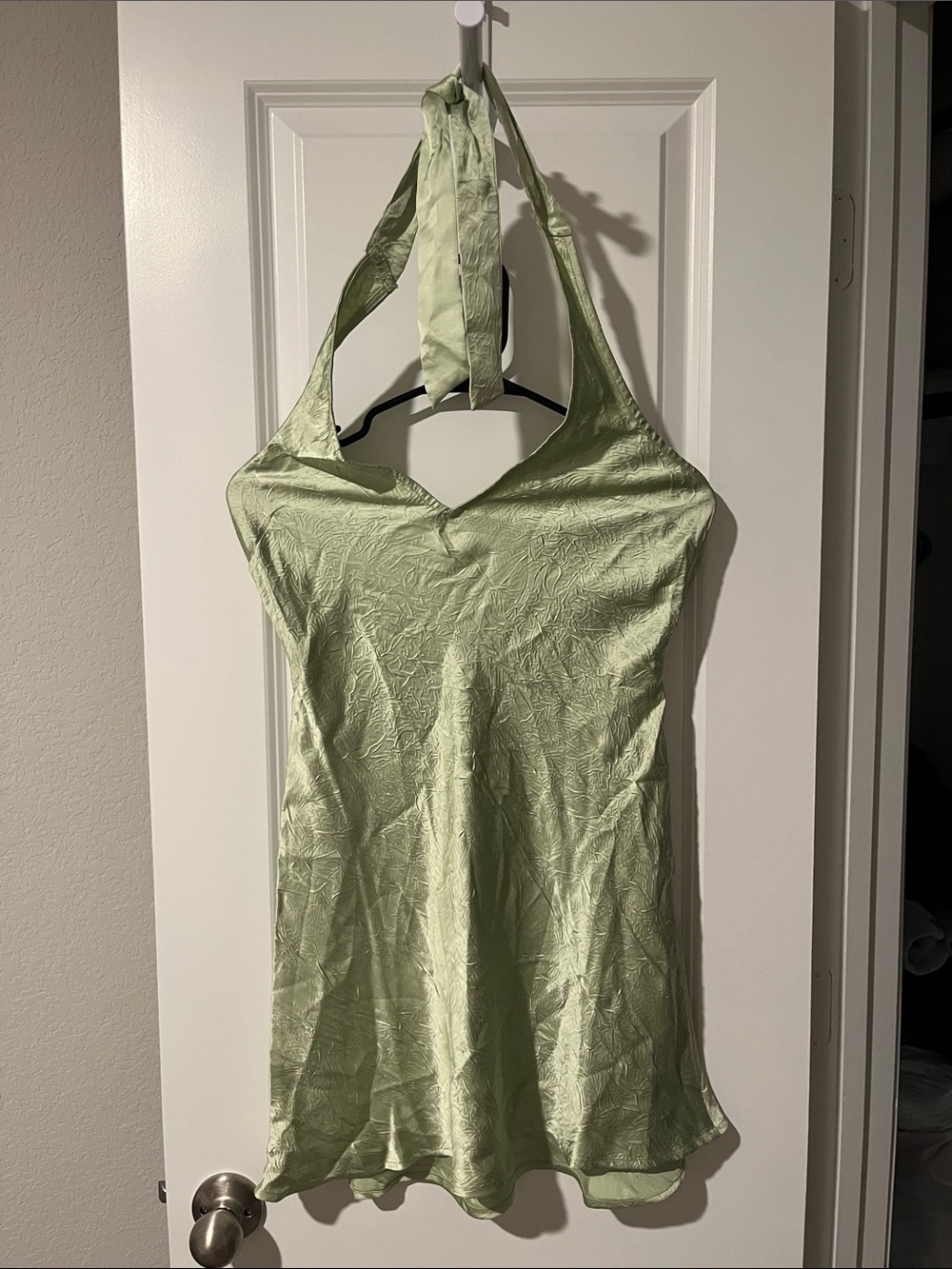 Princess Polly Light Green Halter Satin Camisole Dress